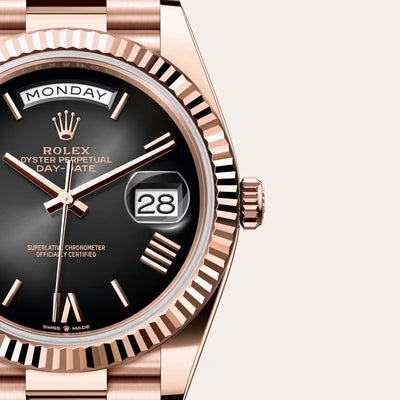 Day-Date 40 Luxury Rose Gold Day-Date Watch with Black Dial