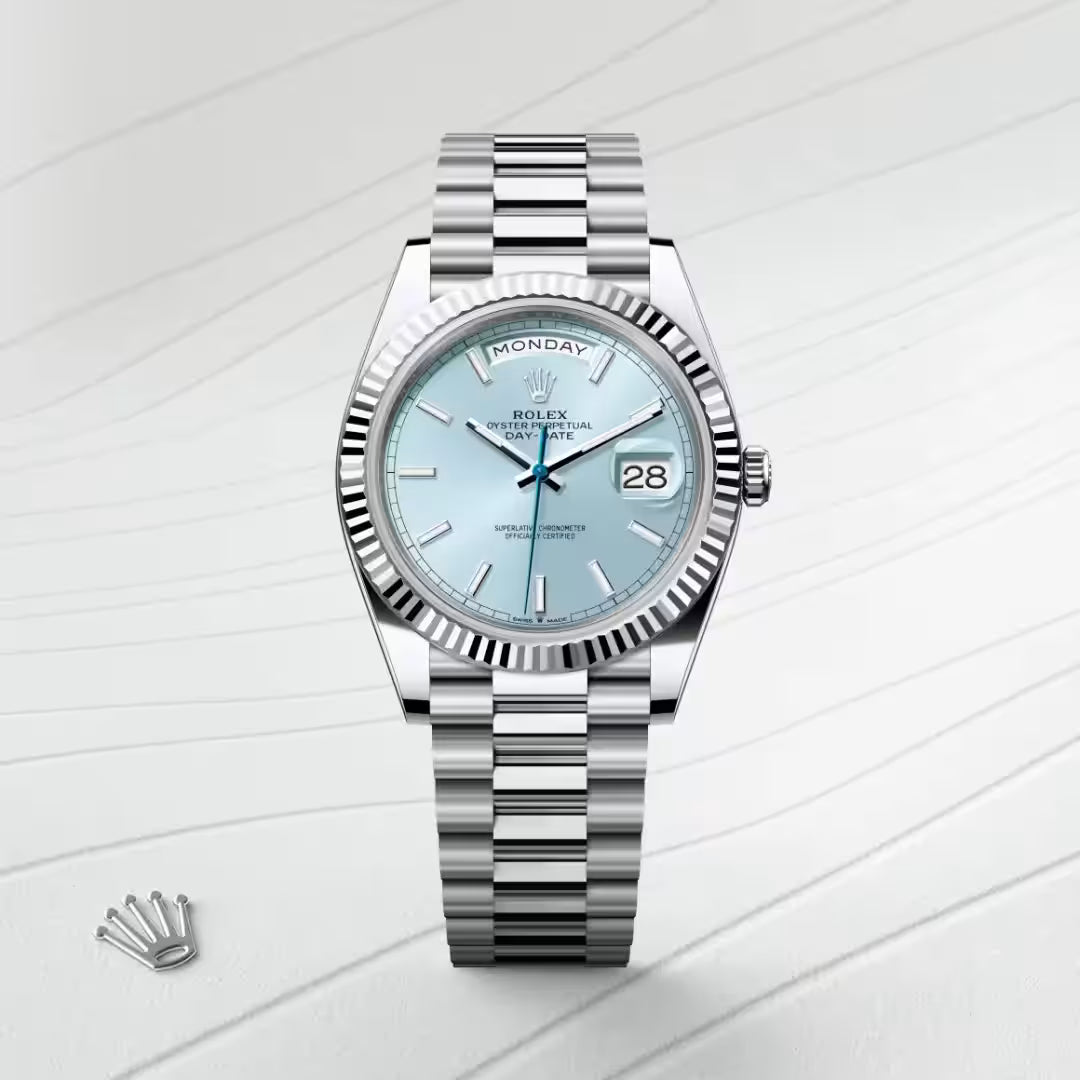 Day-Date 40 Classic Ice Blue Dial Luxury Watch