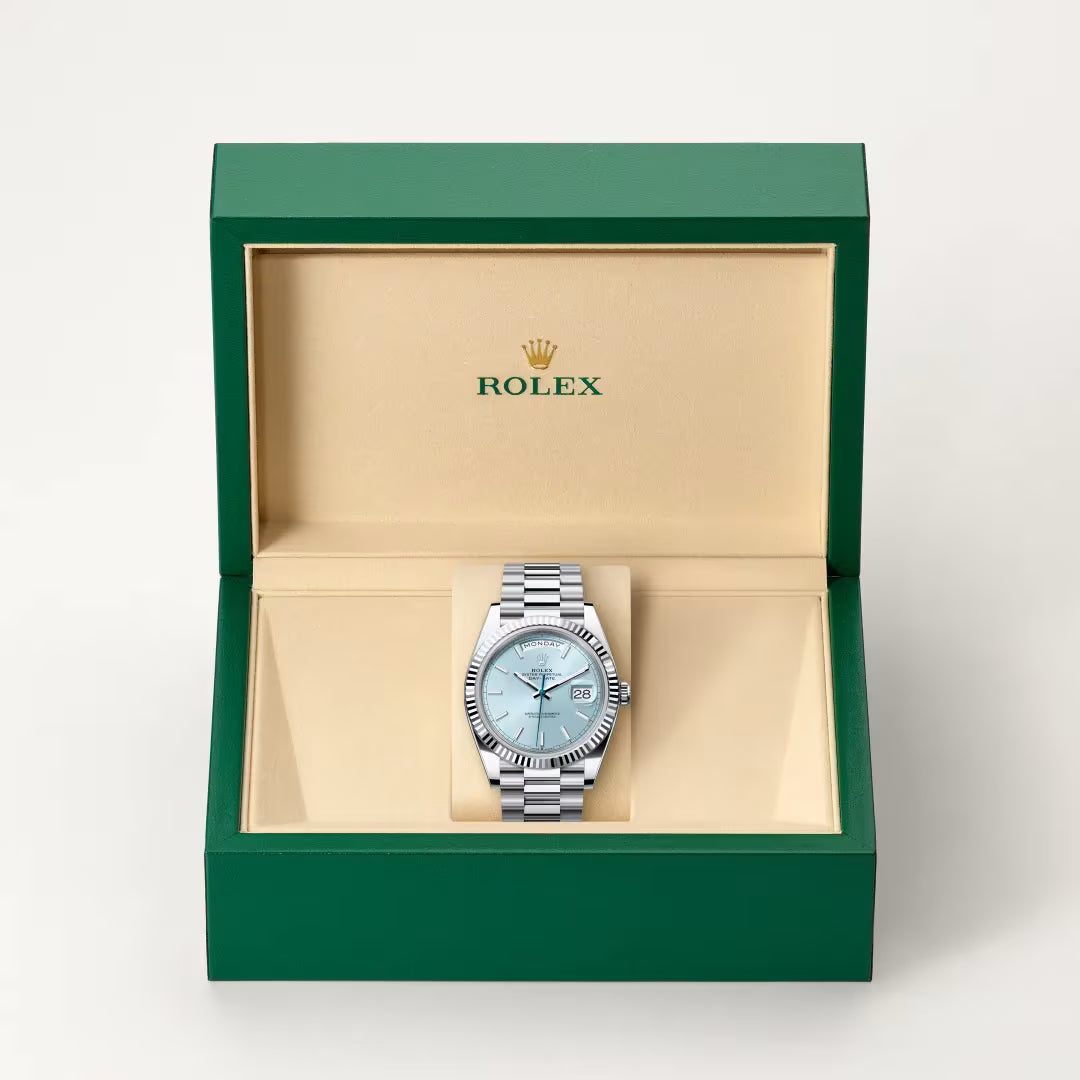 Day-Date 40 Classic Ice Blue Dial Luxury Watch