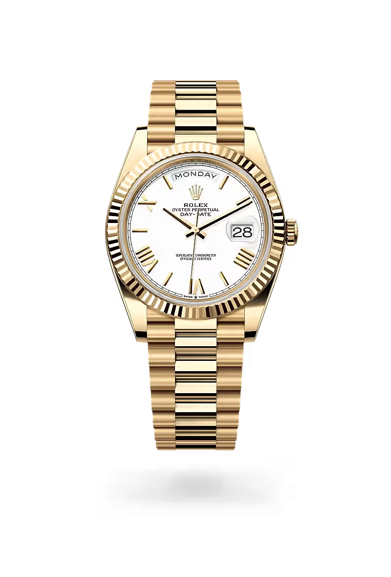 Day-Date 40 Golden Prestige White Dial Executive Watch