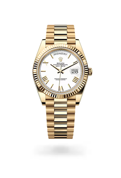 Day-Date 40 Golden Prestige White Dial Executive Watch