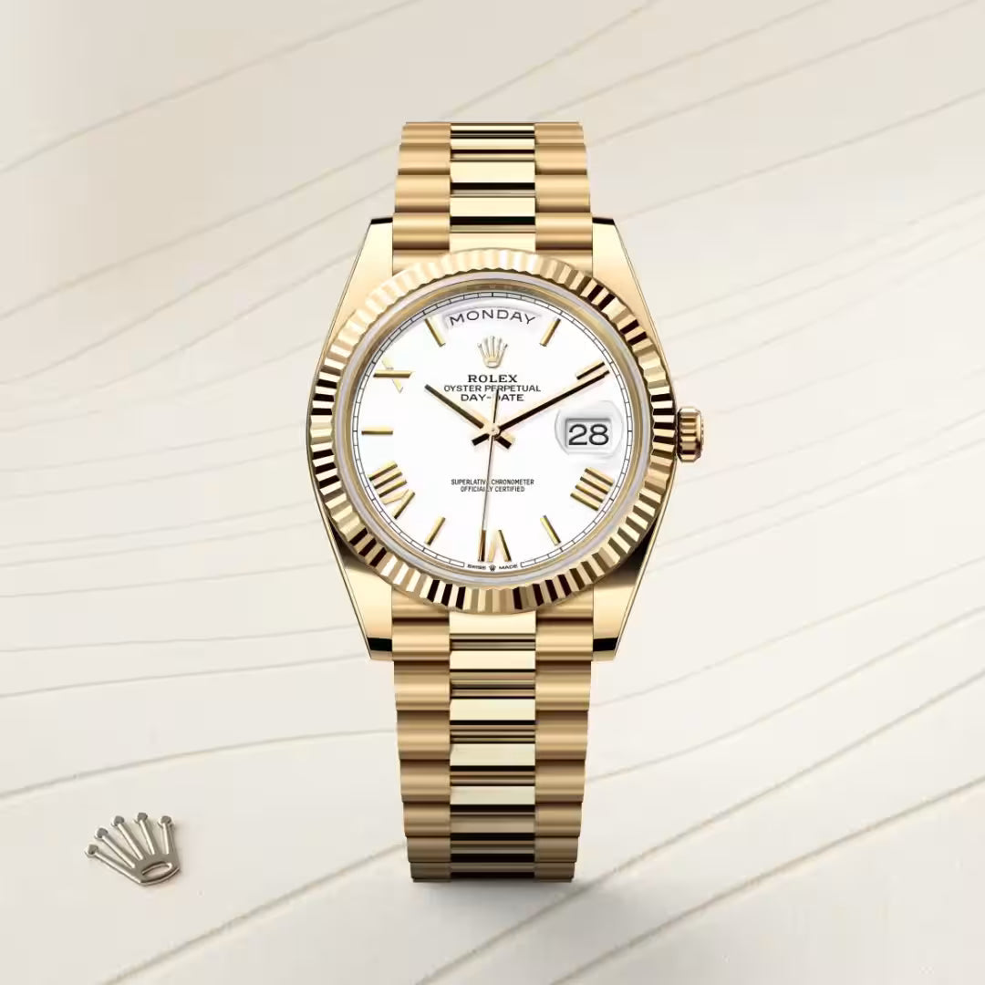 Day-Date 40 Golden Prestige White Dial Executive Watch