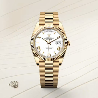 Day-Date 40 Golden Prestige White Dial Executive Watch