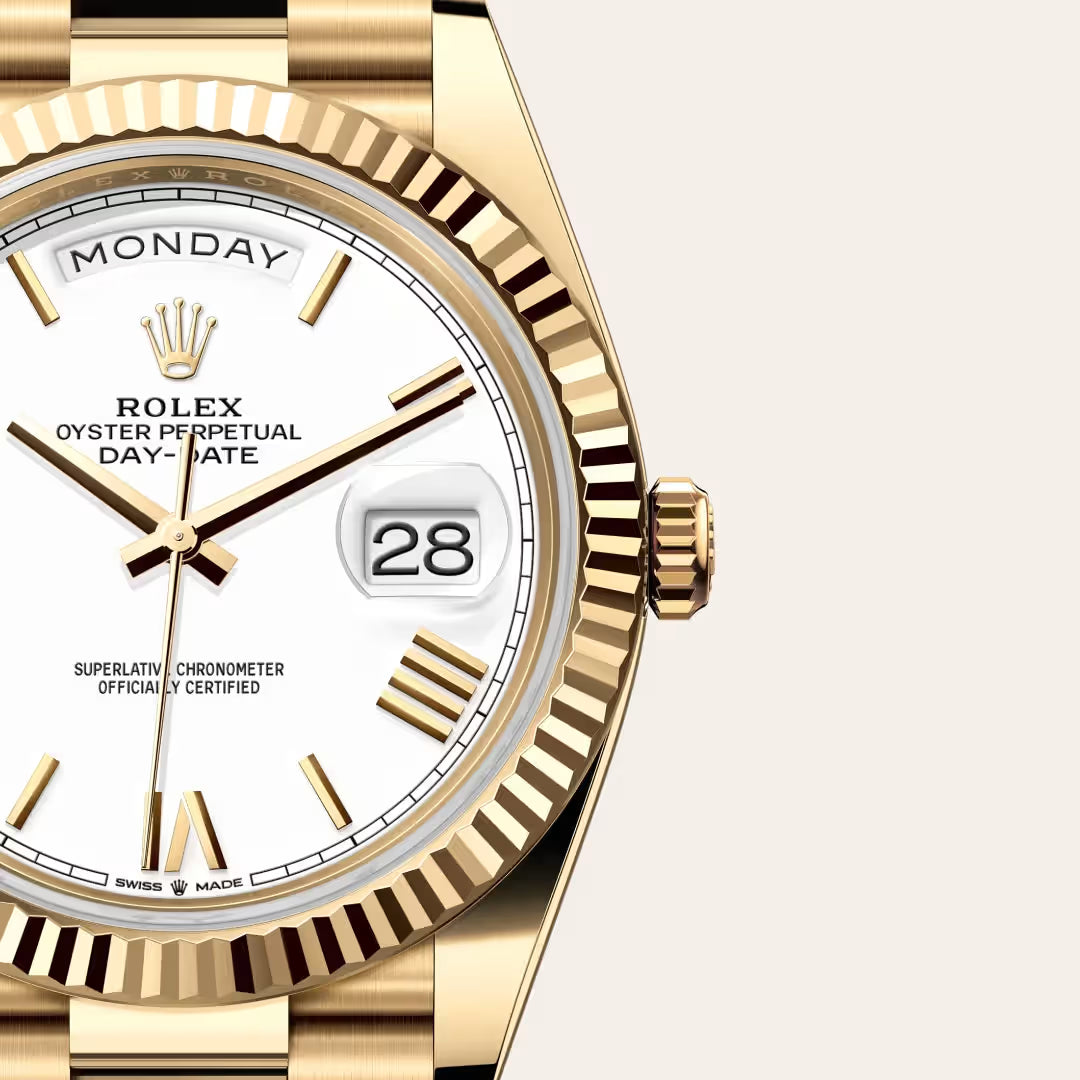 Day-Date 40 Golden Prestige White Dial Executive Watch