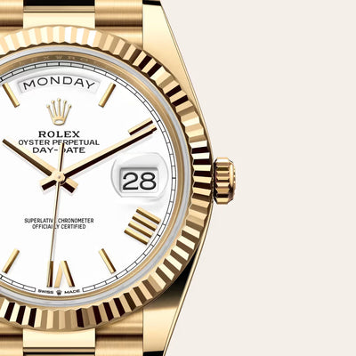 Day-Date 40 Golden Prestige White Dial Executive Watch