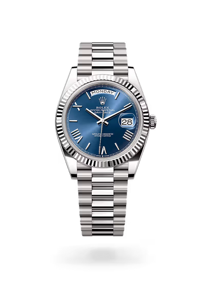 Day-Date 40 Premium Stainless Steel Blue Dial Wrist Watch