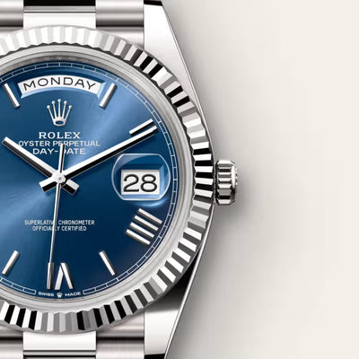 Day-Date 40 Premium Stainless Steel Blue Dial Wrist Watch