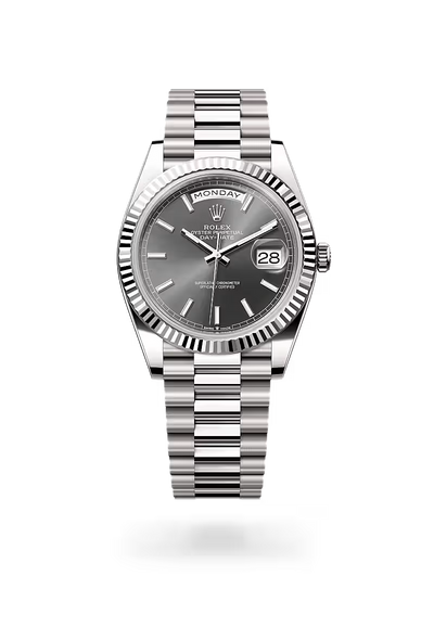 Day-Date 40 Luxury Silver Day-Date Watch with Grey Dial