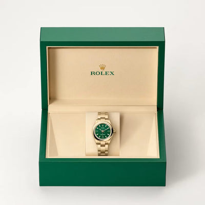 Oyster Perpetual 28 Oyster Perpetual Green Dial Gold Watch