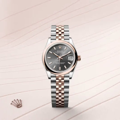 Datejust 31 Grey Dial Rose Gold & Silver Jubilee Bracelet Luxury Watch