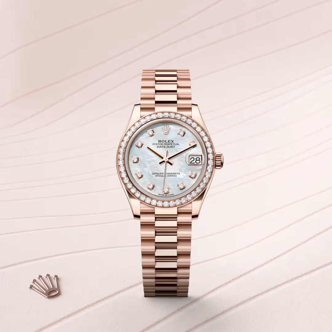 Datejust 31 Rose Gold Mother of Pearl Diamond Watch
