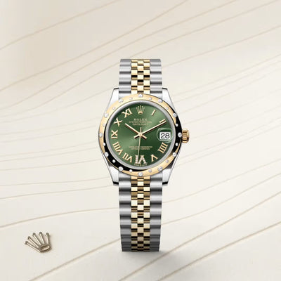 Datejust 31 Green Roman Diamond Bezel Jubilee Watch