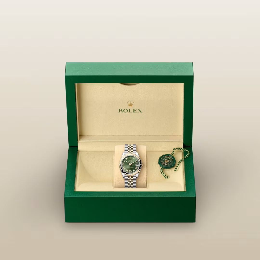 Datejust 31 Green Roman Diamond Bezel Jubilee Watch
