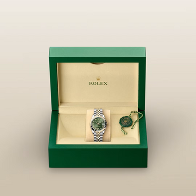 Datejust 31 Green Roman Diamond Bezel Jubilee Watch