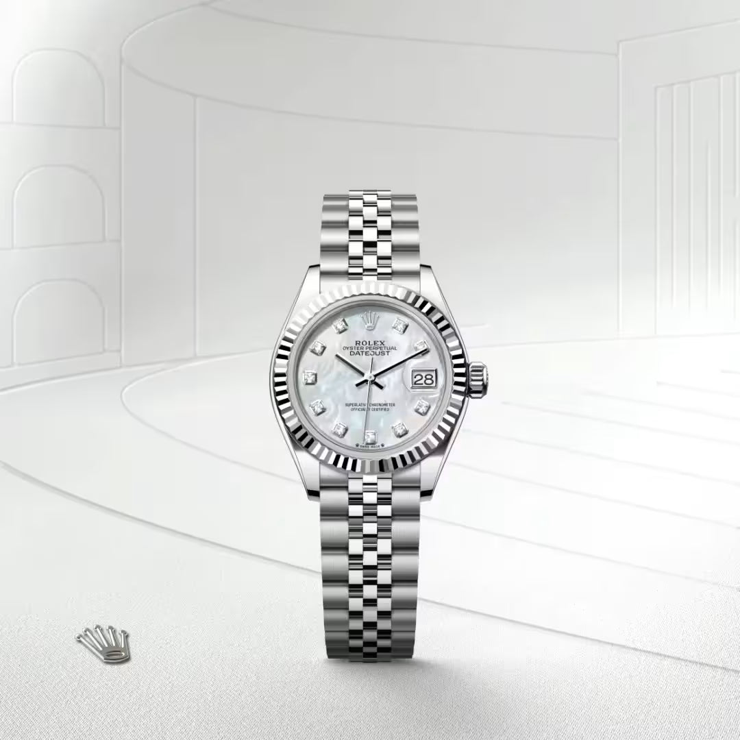 Datejust 28 Diamond Marker Pearl Dial Watch