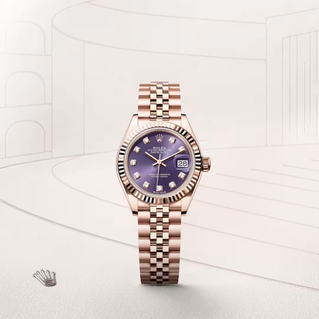 Lady-Datejust Luxury Rose Gold Purple Dial Women’s Watch