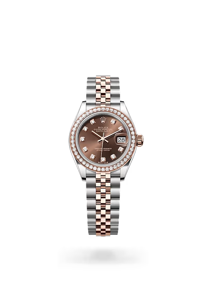 Datejust 28 Chocolate Diamond Dial Rose Gold Two-Tone Watch