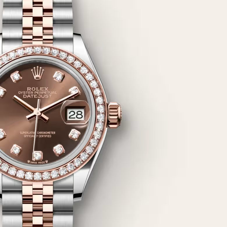 Datejust 28 Chocolate Diamond Dial Rose Gold Two-Tone Watch