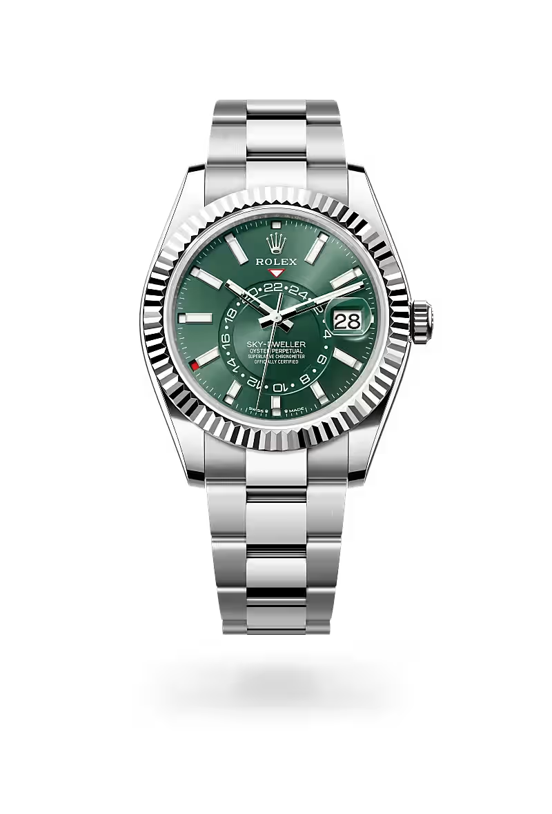 Sky-Dweller Green Dial Stainless Steel Watch