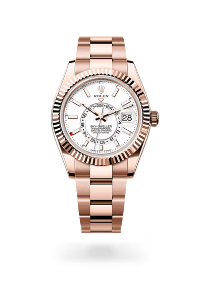 Sky-Dweller Luxury White Dial Rose Gold Watch