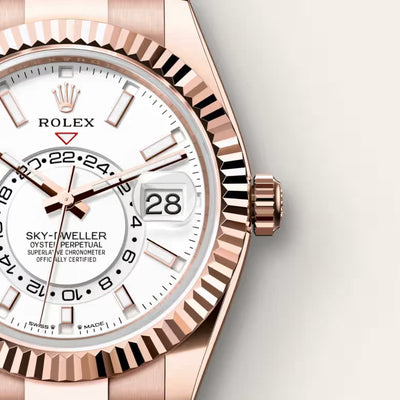 Sky-Dweller Luxury White Dial Rose Gold Watch