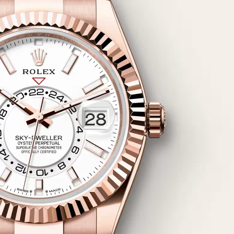 Sky-Dweller Luxury White Dial Rose Gold Watch