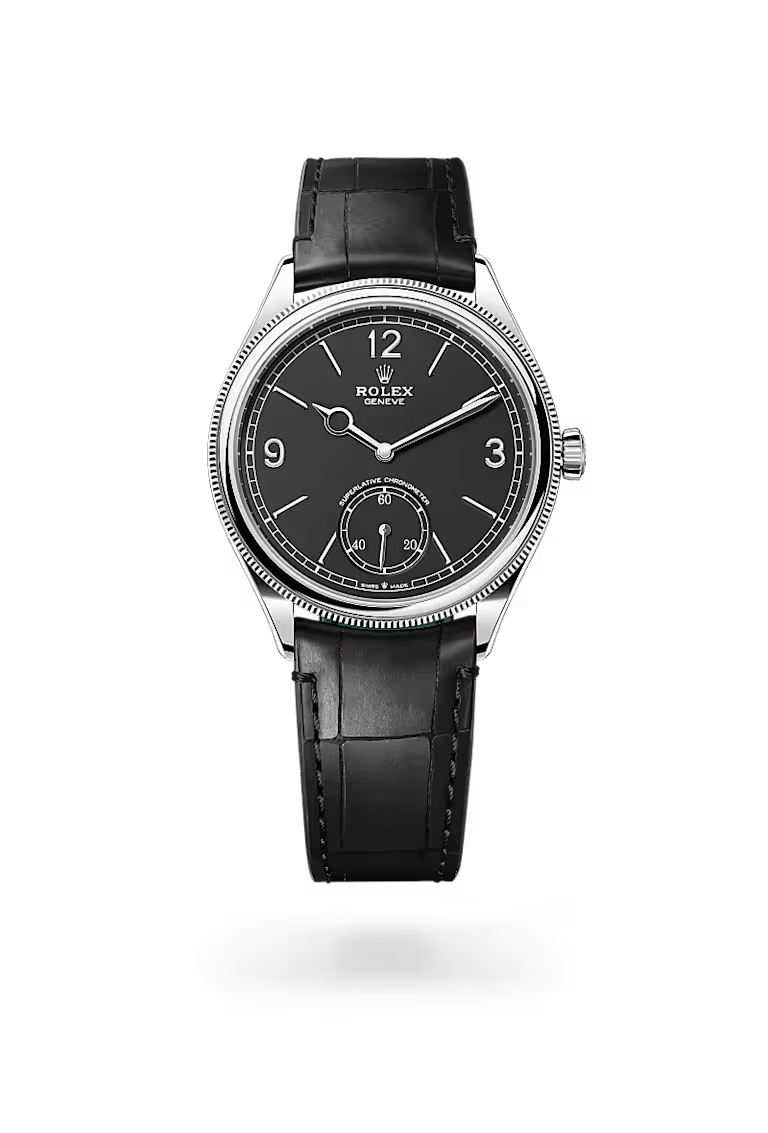 Platinum Leather Dress Watch