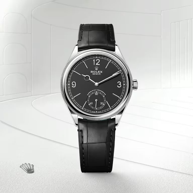 Platinum Leather Dress Watch