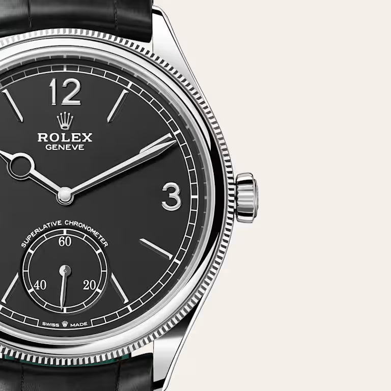 Platinum Leather Dress Watch